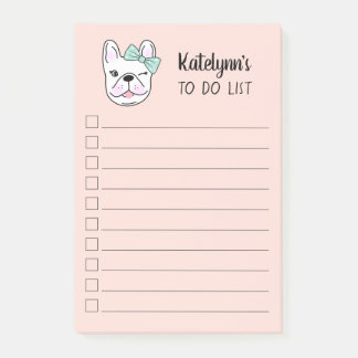 Niedlicher kleiner französischer Bulldog| Pfirsich Post-it Klebezettel