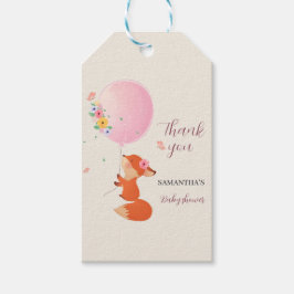 Niedlicher kleiner Fuchs mit rosa Ballon Geschenk Geschenkanhänger