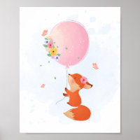 Niedlicher kleiner Fuchs mit rosa Ballon