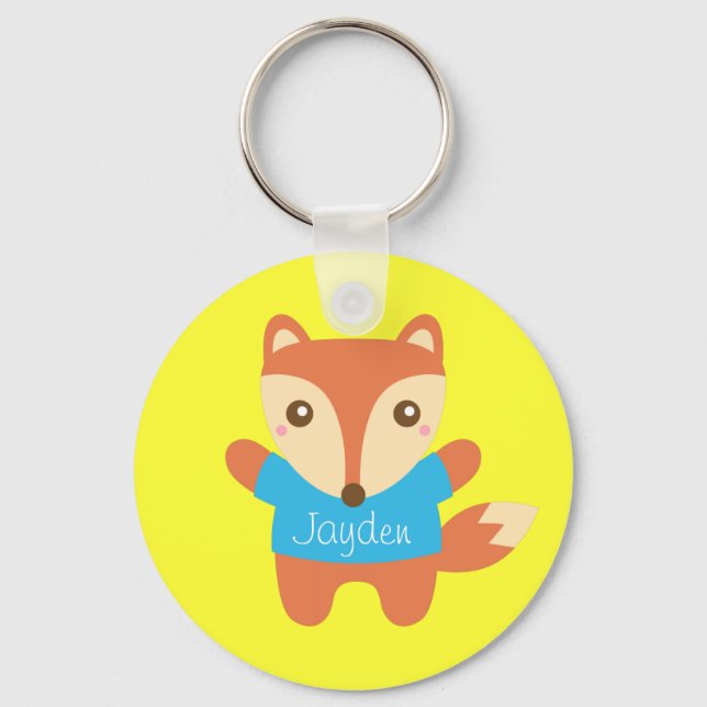 Niedlicher kleiner Fuchs, Name für Kinder Schlüsselanhänger (Vorderseite)