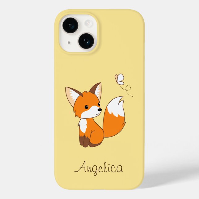 Niedlicher kleiner Fuchs sieht Schmetterling zu Case-Mate iPhone 14 Hülle (Rückseite)