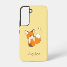 Niedlicher kleiner Fuchs sieht Schmetterling zu Samsung Galaxy Hülle