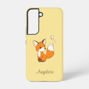 Niedlicher kleiner Fuchs sieht Schmetterling zu Samsung Galaxy Hülle