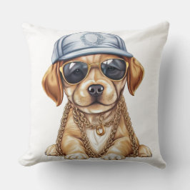 NIEDLICHER KLEINER GANGSTER PUPPY HUND IN KLEIDEN KISSEN