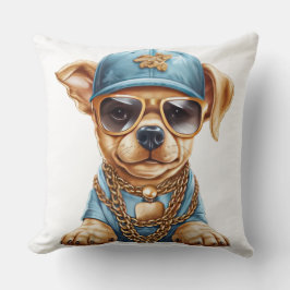 NIEDLICHER KLEINER GANGSTER PUPPY HUND IN KLEIDEN KISSEN