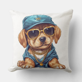NIEDLICHER KLEINER GANGSTER PUPPY HUND IN KLEIDEN KISSEN