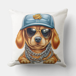 NIEDLICHER KLEINER GANGSTER PUPPY HUND IN KLEIDEN KISSEN