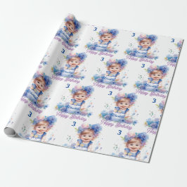 Niedlicher kleiner Girl Cake Add Name Age Geburtst Geschenkpapier