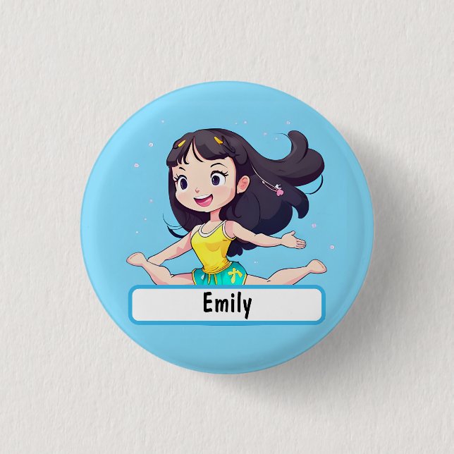 Niedlicher kleiner Gymnast-Button mit benutzerdefi Button (Vorderseite)