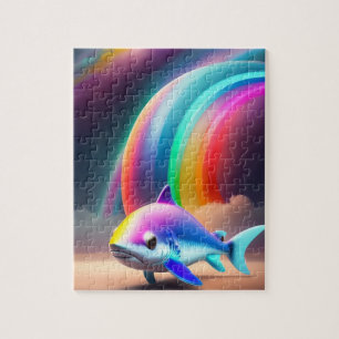 Niedlicher kleiner Hai mit Regenbogen