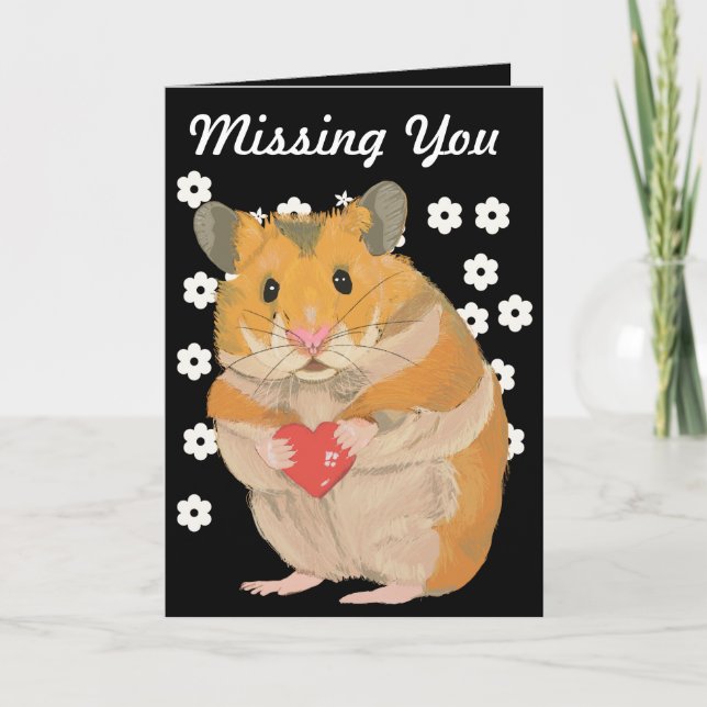 Niedlicher kleiner Hamster, der ein Herz "Vermisst Karte (Vorderseite)