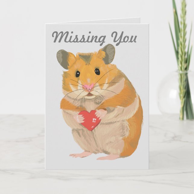 Niedlicher kleiner Hamster, der ein Herz "Vermisst Karte (Vorderseite)