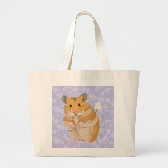 Niedlicher kleiner Hamster, der eine Blume hält Jumbo Stoffbeutel (Vorne)