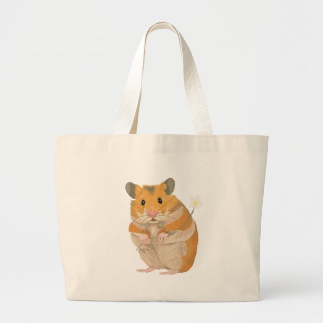 Niedlicher kleiner Hamster mit Blume Jumbo Stoffbeutel (Vorne)