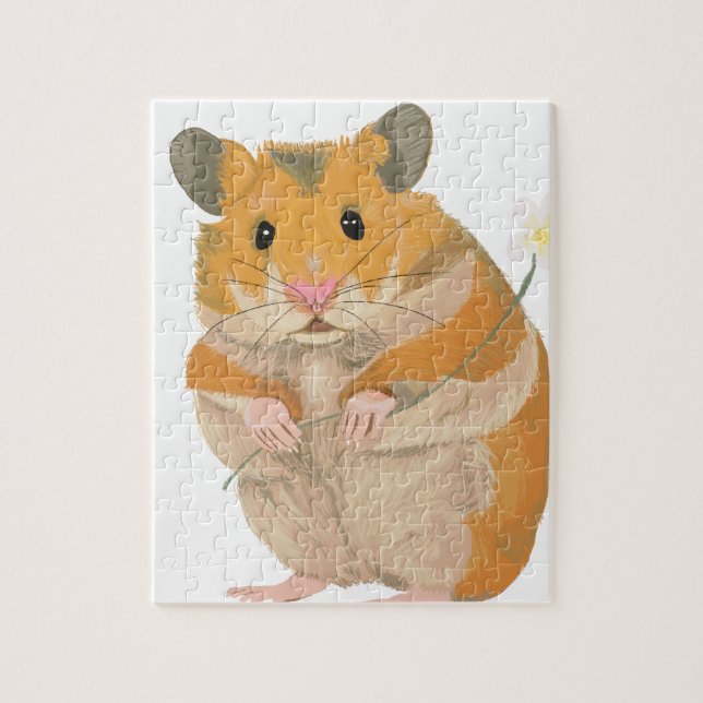 Niedlicher kleiner Hamster mit einer Blume (Vertikal)