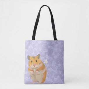 Niedlicher kleiner Hamster mit einer Blume Tasche