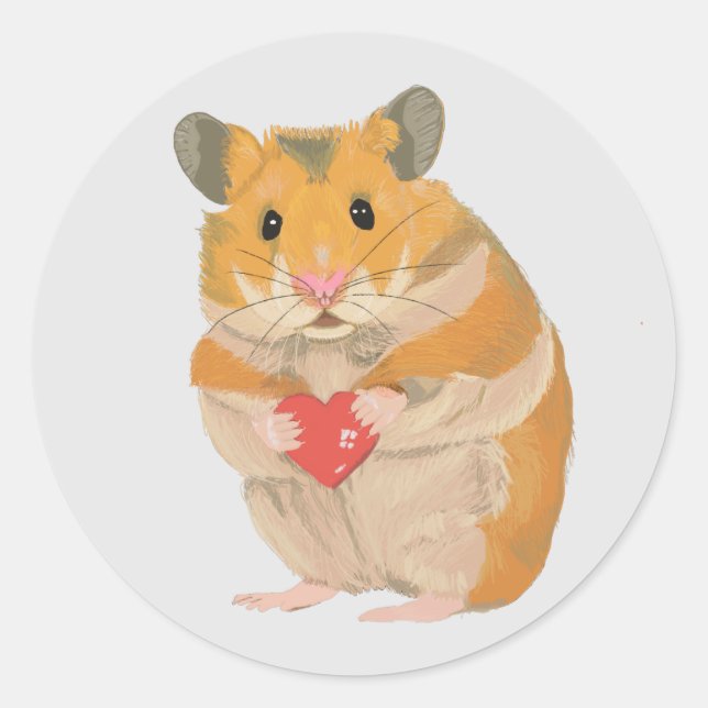 Niedlicher kleiner Hamster mit Herz Runder Aufkleber (Vorderseite)