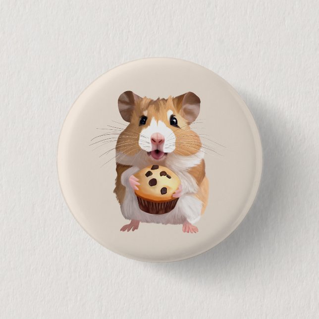 Niedlicher kleiner Hamster mit Muffin Button (Vorderseite)