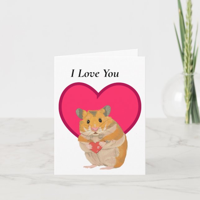 Niedlicher kleiner Hamster mit roten Herzschlangen Karte (Vorderseite)