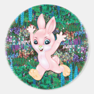 Niedlicher kleiner Hase Runder Aufkleber