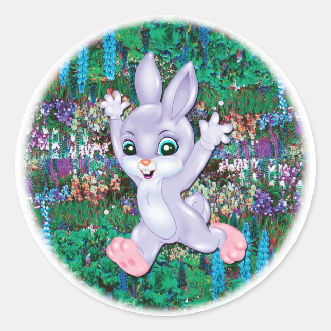 Niedlicher kleiner Hase Runder Aufkleber (Vorderseite)