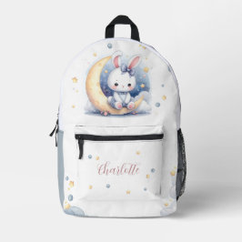 niedlicher kleiner Hasen und Mond Bedruckter Rucksack