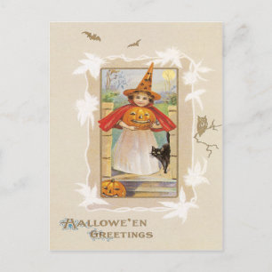 Niedlicher kleiner Hexen Vintage Postkarte