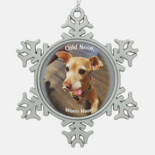 Niedlicher kleiner Hund Schneeflocke Gerahmte Orna Schneeflocken Zinn-Ornament