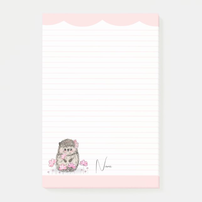 Niedlicher kleiner Igel, benutzerdefiniert rosa Post-it Klebezettel (Vorderseite)