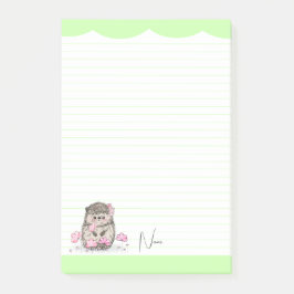 Niedlicher kleiner Igel, kundenspezifisch grün Post-it Klebezettel