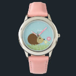 Niedlicher kleiner Igel Personalisiert Armbanduhr<br><div class="desc">Diese bezaubernde Kinderuhr zeigt eine süße Vektorgrafik eines Igels und zweier Blume und kann mit dem Namen,  Monogramm,  Initial oder beliebigem Text Ihres Kindes personalisiert werden,  um ein individuelles Geschenk zu erhalten.</div>