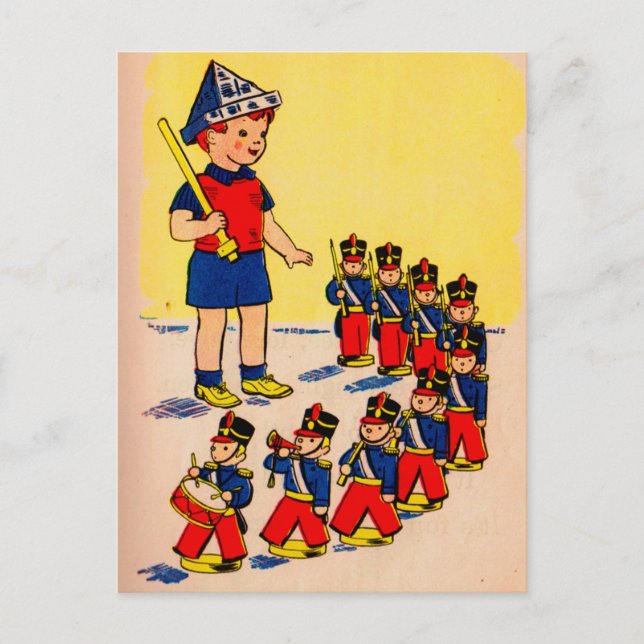 niedlicher kleiner Junge mit Spielzeugsoldaten Postkarte (Vorderseite)