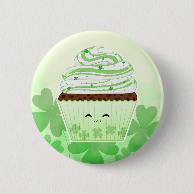 Niedlicher kleiner Kuchen kawaii St. Patricks Button (Vorderseite)