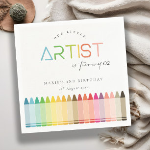 Niedlicher kleiner Künstler Crayon Regenbogen jede Serviette