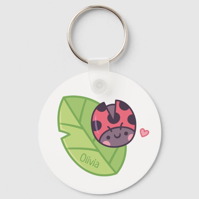 Niedlicher kleiner Ladybug-Käfer auf der linken Se Schlüsselanhänger (Vorderseite)
