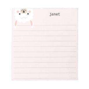 Niedlicher kleiner Llama, rosa Personalisiert Lind Notizblock