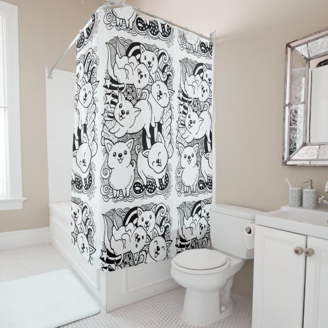 Niedlicher Kleiner Monster Duschvorhang (Beispiel)