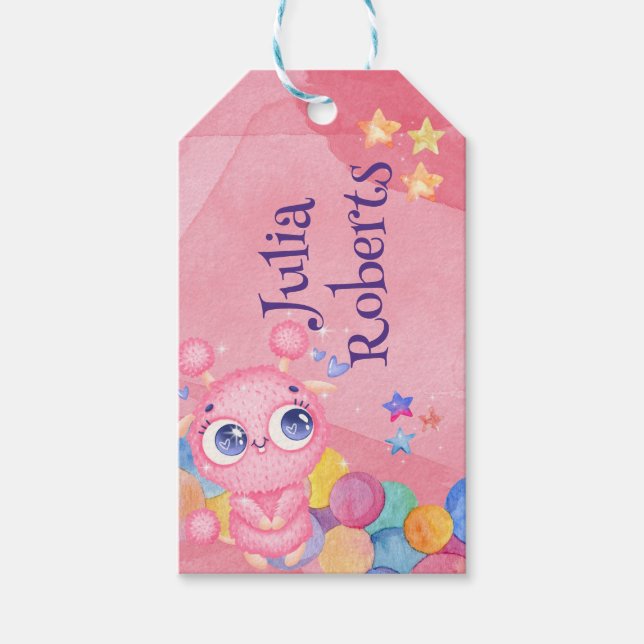 Niedlicher Kleiner Monster-Kindergeburtstag Geschenkanhänger (Vorderseite)