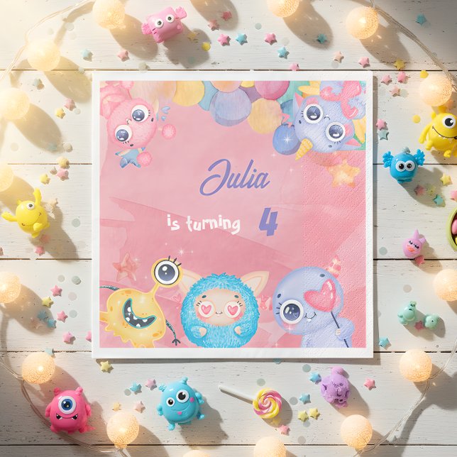 Niedlicher Kleiner Monster-Kindergeburtstag Serviette (Von Creator hochgeladen)