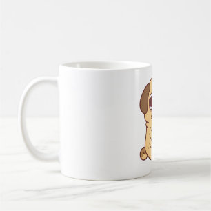 Niedlicher kleiner Mops, der eine Pizza isst Kaffeetasse
