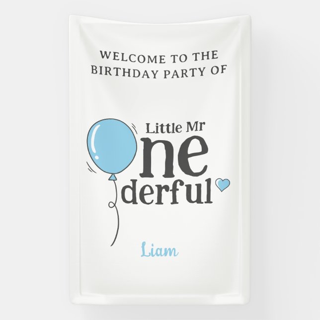 Niedlicher Kleiner Mr. Onederful Party Willkommen Banner (Vertikal)