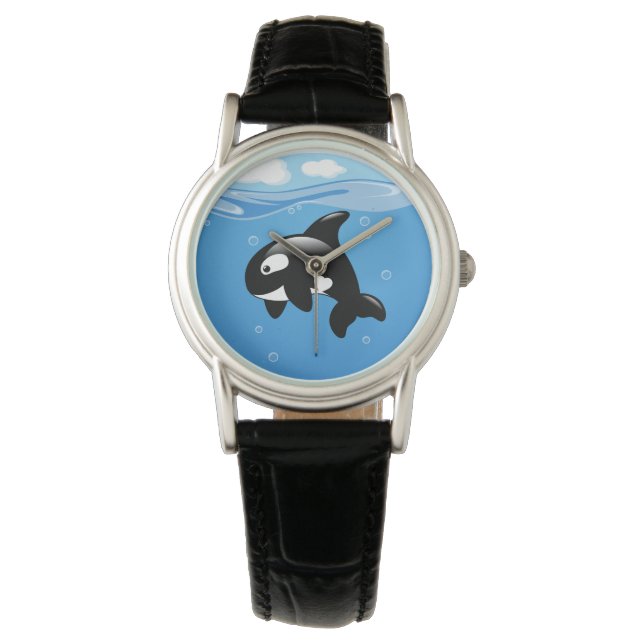 Niedlicher kleiner Orca-Wal im Ozean Armbanduhr (Vorderseite)