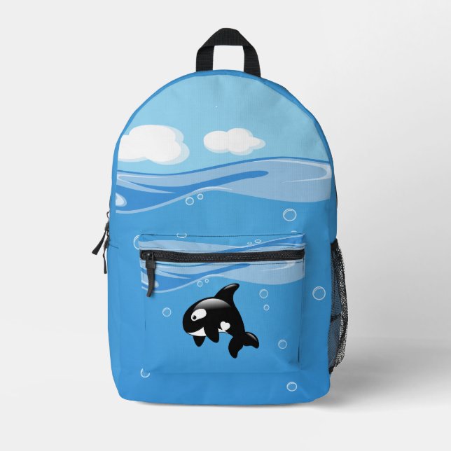 Niedlicher kleiner Orca-Wal im Ozean Bedruckter Rucksack (Vorderseite)