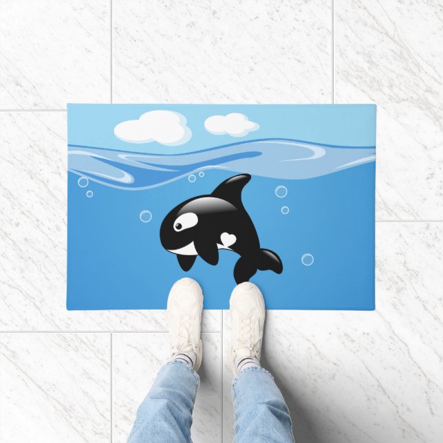 Niedlicher kleiner Orca-Wal im Ozean Fußmatte (Indoor)