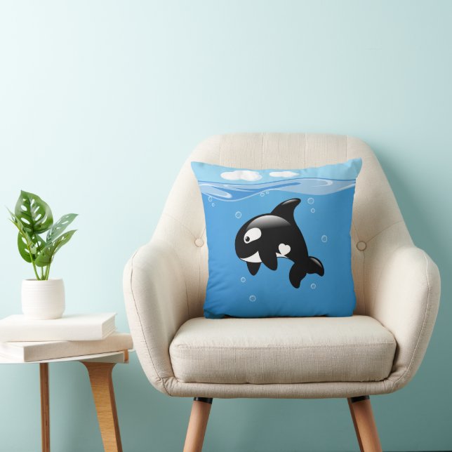 Niedlicher kleiner Orca-Wal im Ozean Kissen (Stuhl )