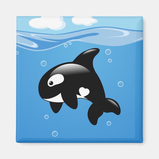Niedlicher kleiner Orca-Wal im Ozean Magnet (Vorne)