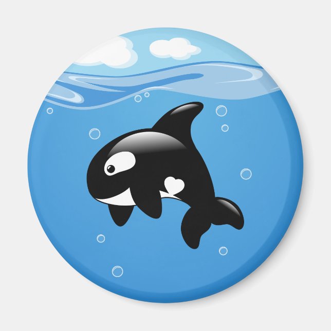 Niedlicher Kleiner Orca Whale Magnet (Vorne)