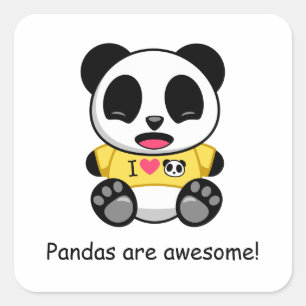 Niedlicher kleiner Panda auf Weiß Quadratischer Aufkleber