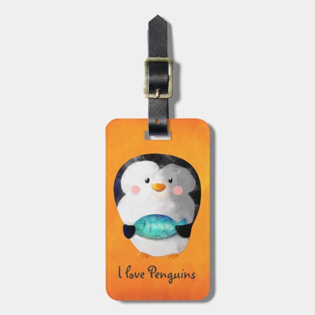 Niedlicher kleiner Penguin Gepäckanhänger (Vorderseite vertikal)