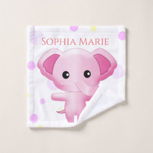 Niedlicher kleiner Pink-Baby-Elefant Badhandtuch Set
